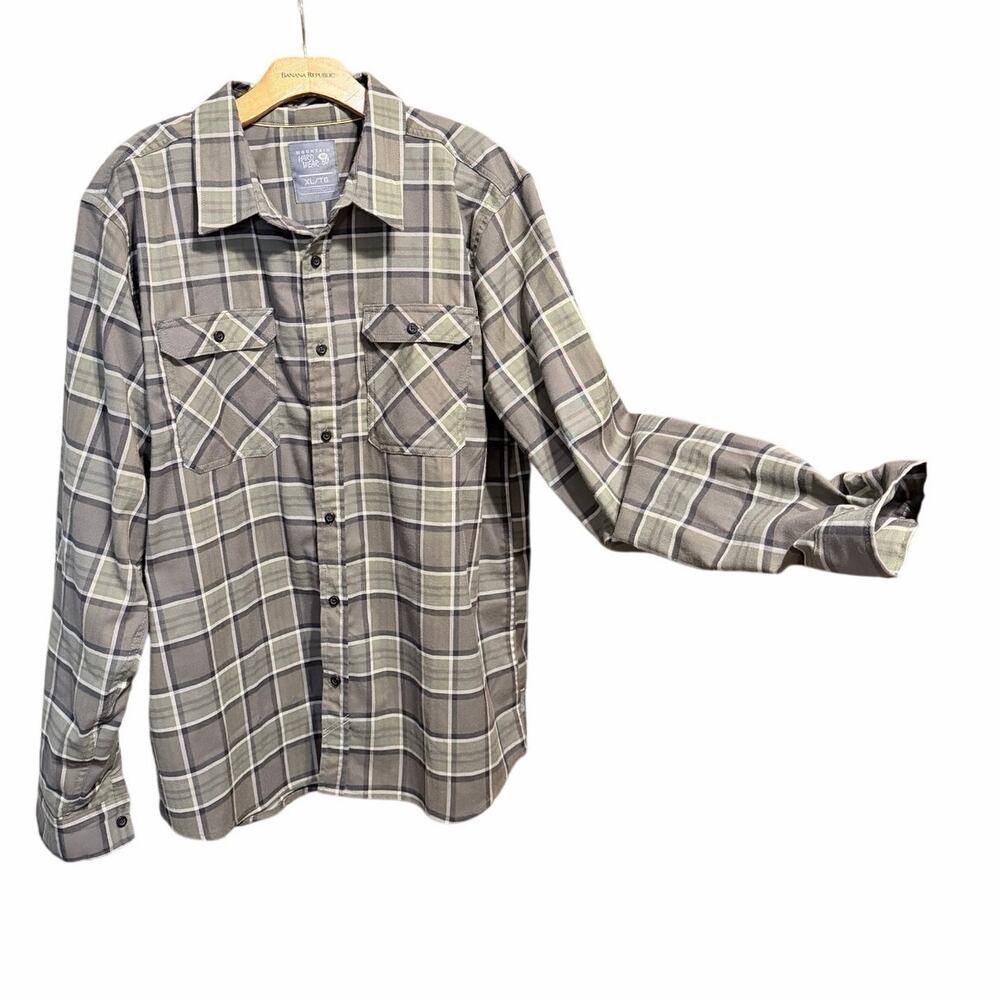 Mountain hardwear men’s green plaid long sleeve button front shirt XL outdoors